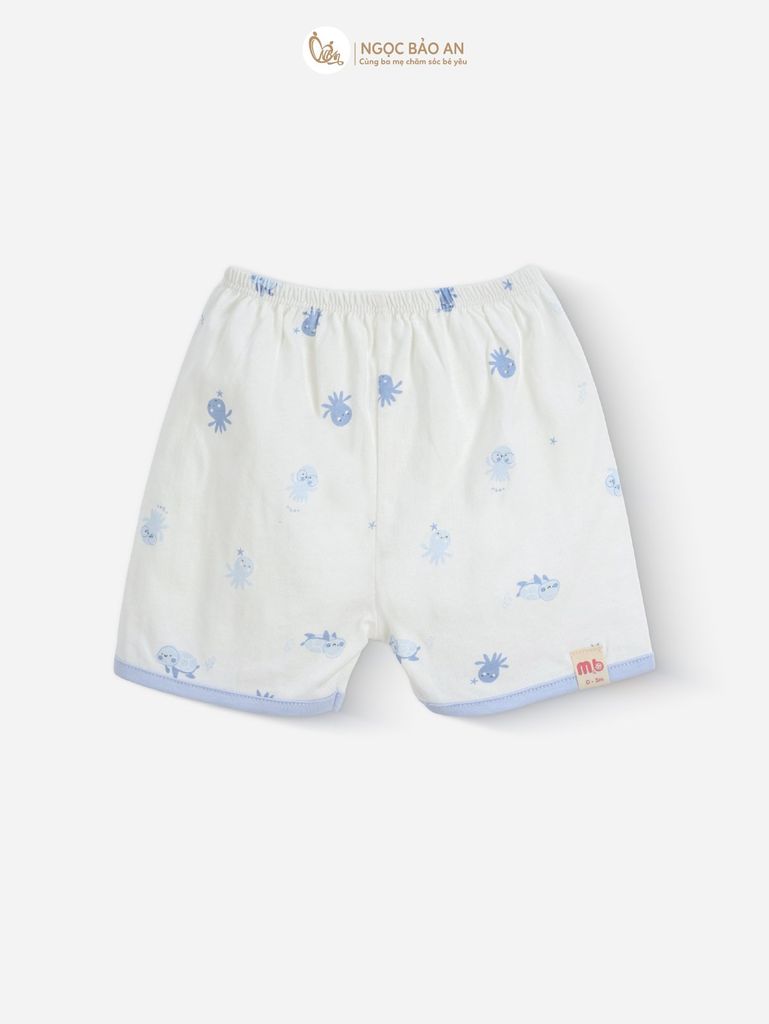 [M&B] Bộ ngắn cài bên tone Xanh cotton M&B cho bé (Combo Sơ Sinh Cotton 2025)