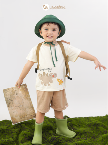 [M&B] BST DINO: Bộ ngắn bé trai M&B cotton (Stegosaurus)