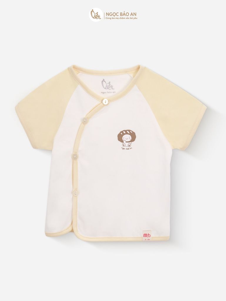 [M&B] Bộ ngắn cài bên tone Vàng cotton M&B cho bé (Combo Sơ Sinh Cotton 2025)