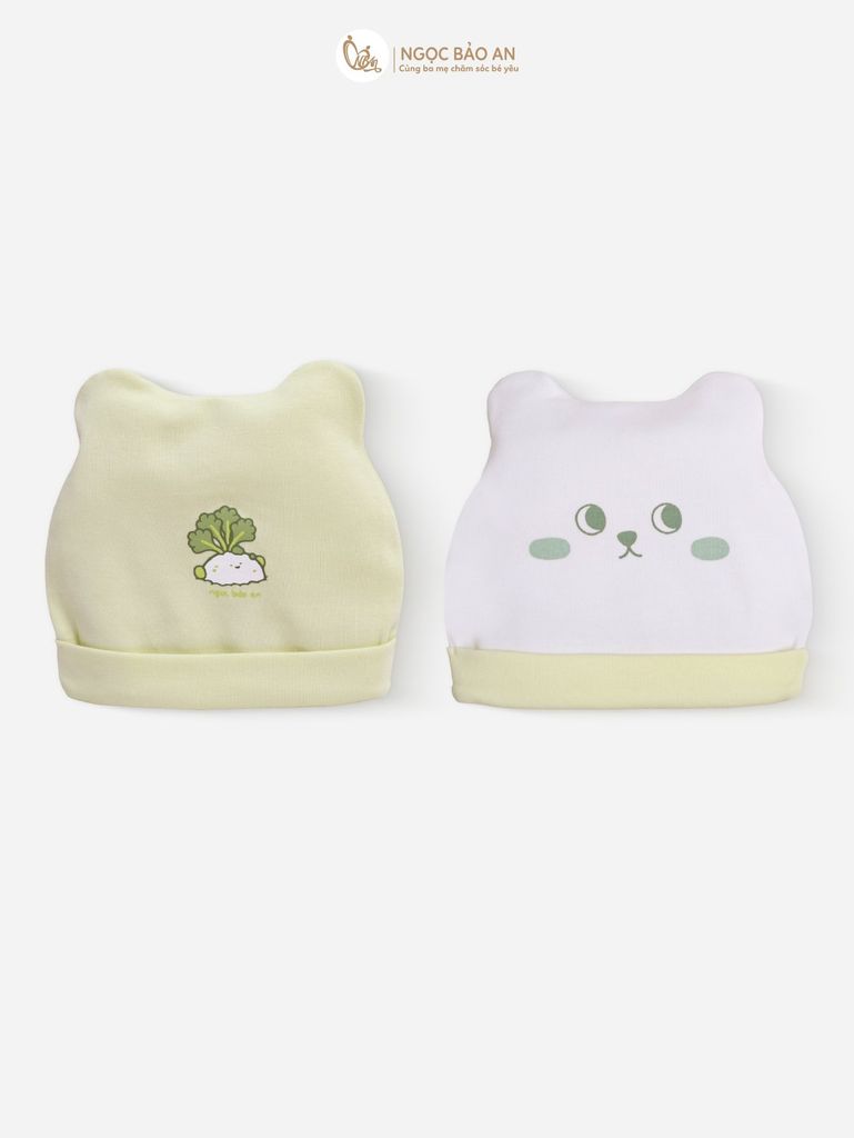 [M&B] Set 2 nón bo cotton M&B in hình họa tiết (Combo Sơ Sinh Cotton 2025)