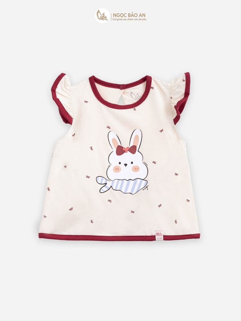 [M&B] BST THỎ MƠ: Set áo cánh tiên + chân váy đỏ xòe cotton M&b cho bé gái (Thỏ Mơ)