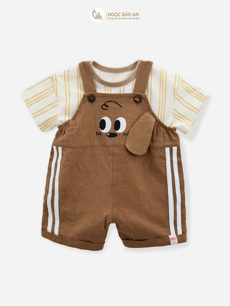 [M&B] BST CÚN: Set áo+yếm cotton M&B (Cún Nâu)
