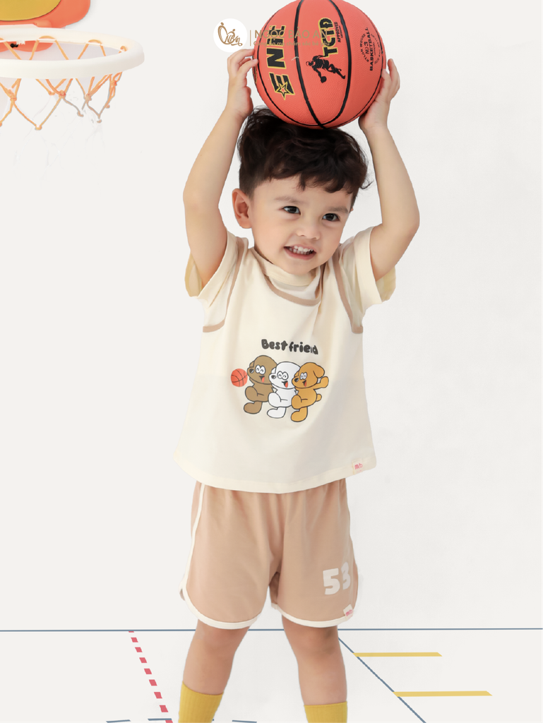 [M&B] BST CÚN: Bộ tay ngắn thể thao cotton M&B (Cún Best Friends 53)