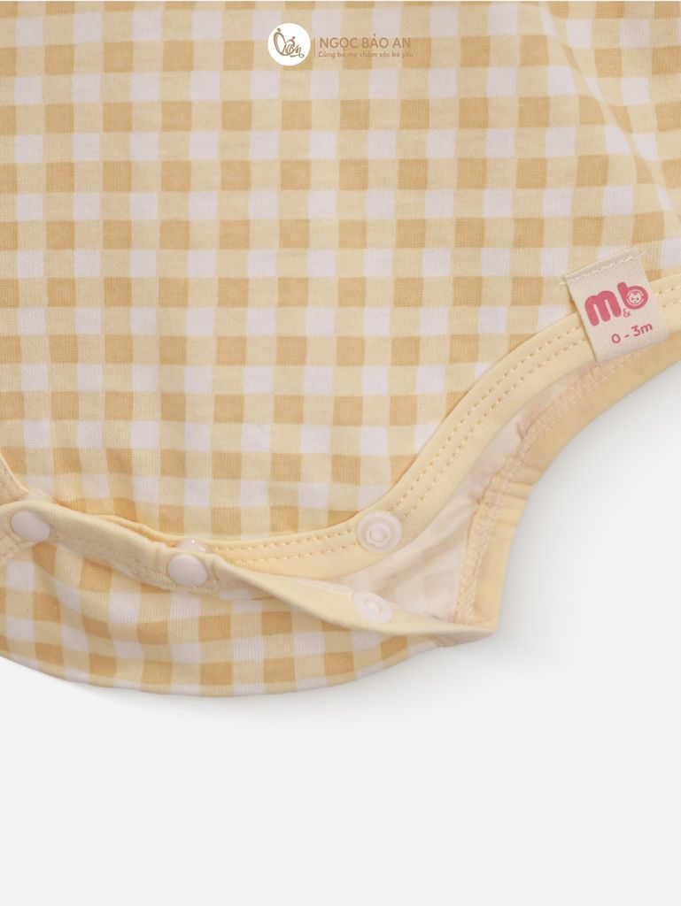 [M&B] Bodychip tay ngắn tone Vàng cotton M&B cho bé (Combo Sơ Sinh Cotton 2025)