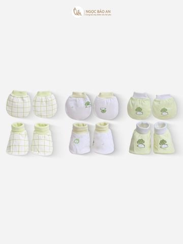 [M&B] Bộ bao tay chân cotton M&B sơ sinh họa tiết Củ Cải & Ốc Sên cho bé (Combo sơ sinh cotton 2025)