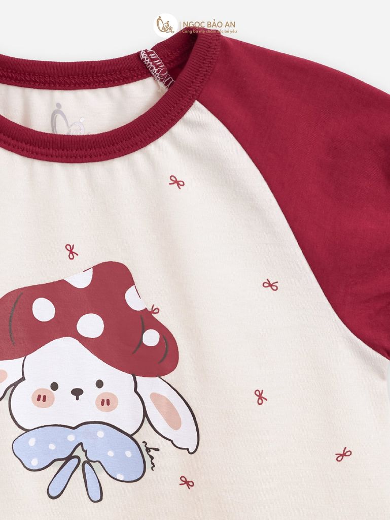 [M&B] BST THỎ MƠ: Bộ áo tay ngắn quần lửng cotton M&b cho bé gái (Thỏ Nấm)