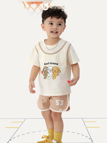 [M&B] BST CÚN: Bộ tay ngắn thể thao cotton M&B (Cún Best Friends 53)