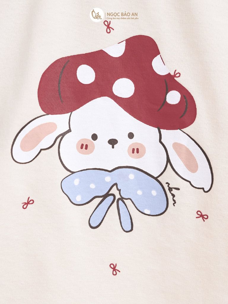[M&B] BST THỎ MƠ: Bộ áo tay ngắn quần lửng cotton M&b cho bé gái (Thỏ Nấm)