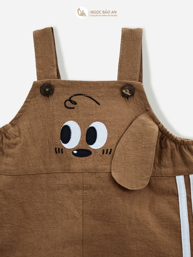 [M&B] BST CÚN: Set áo+yếm cotton M&B (Cún Nâu)