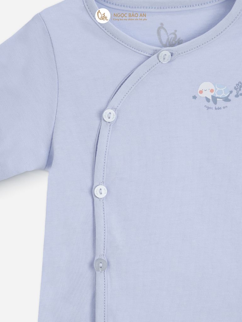 [M&B] Bộ tay dài cài bên tone Xanh cotton M&B cho bé (Combo Sơ Sinh Cotton 2025)