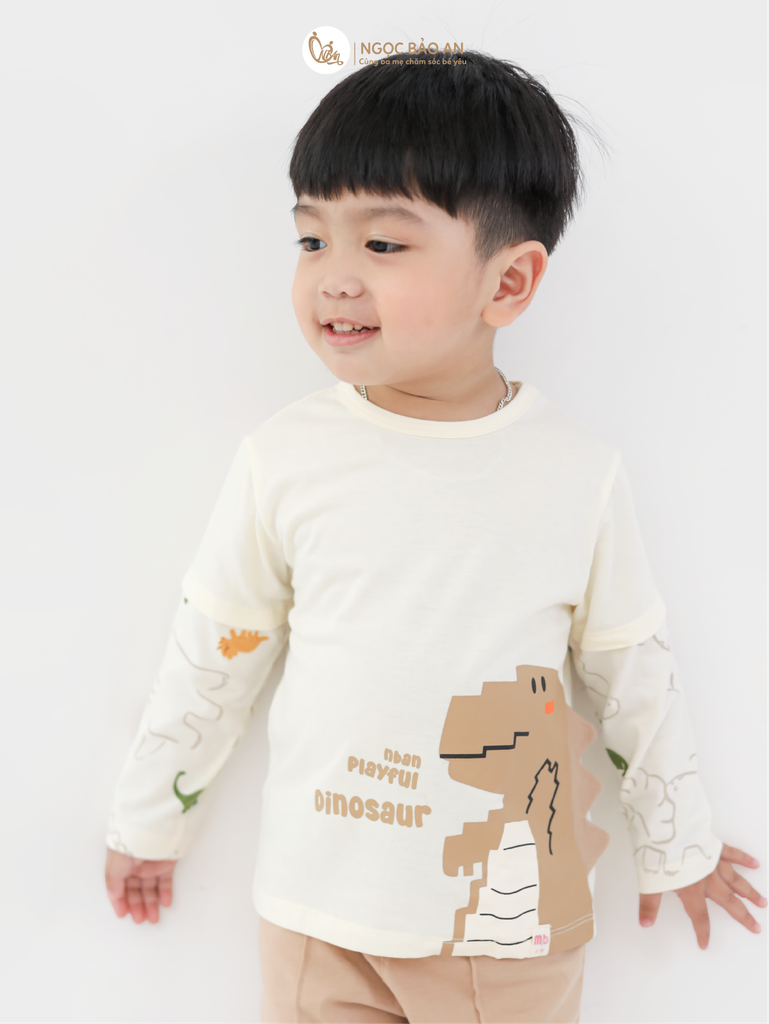 [M&B] BST DINO: Bộ áo quần dài tay M&B cotton bé trai (Dinosaur)