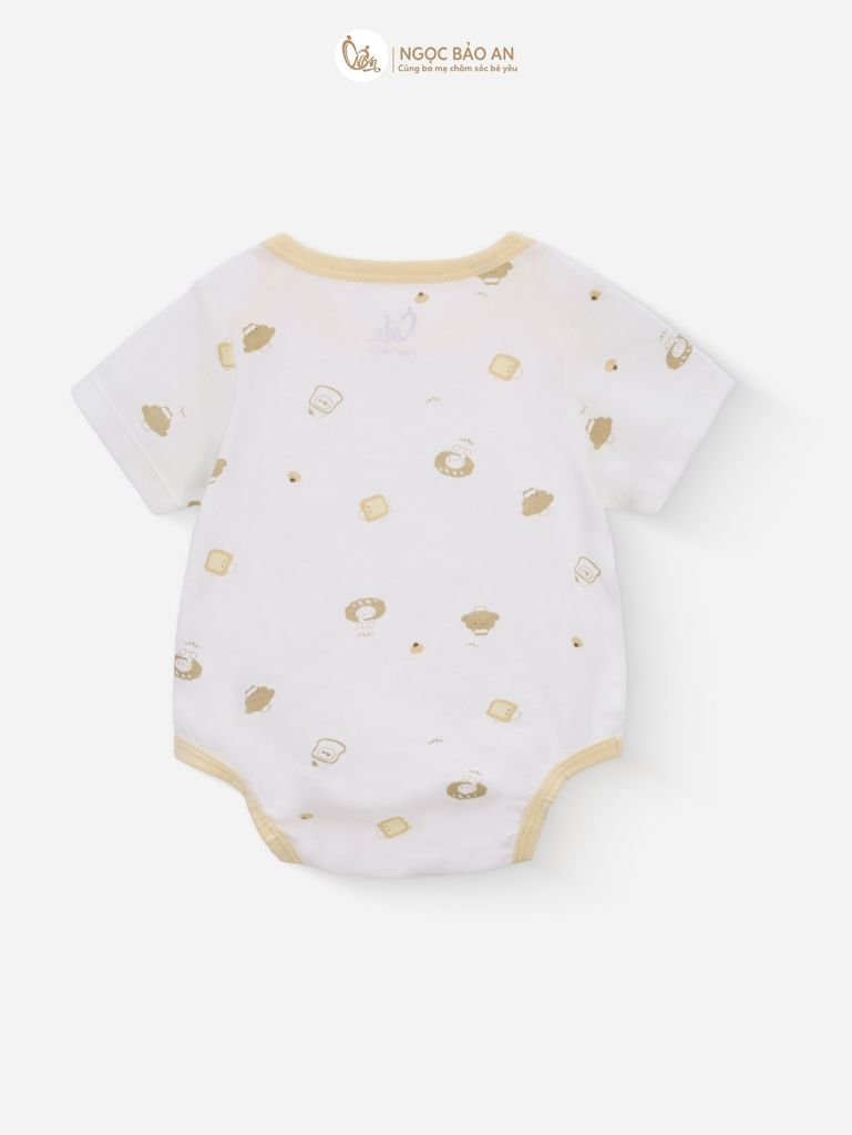 [M&B] Bodychip tay ngắn tone Vàng cotton M&B cho bé (Combo Sơ Sinh Cotton 2025)