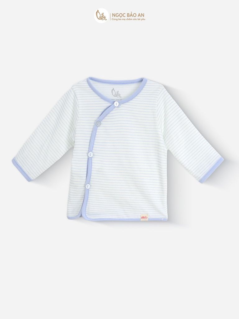 [M&B] Bộ tay dài cài bên tone Xanh cotton M&B cho bé (Combo Sơ Sinh Cotton 2025)