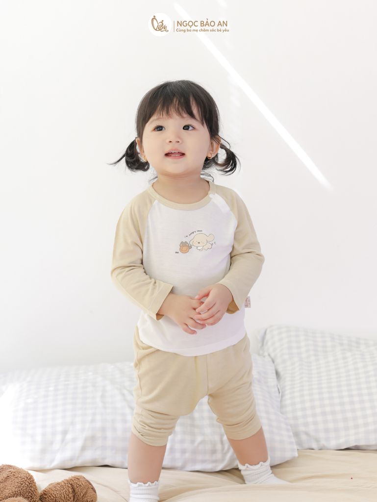 [HONEY] Bộ tay dài rayon 2 chiều cún hungry