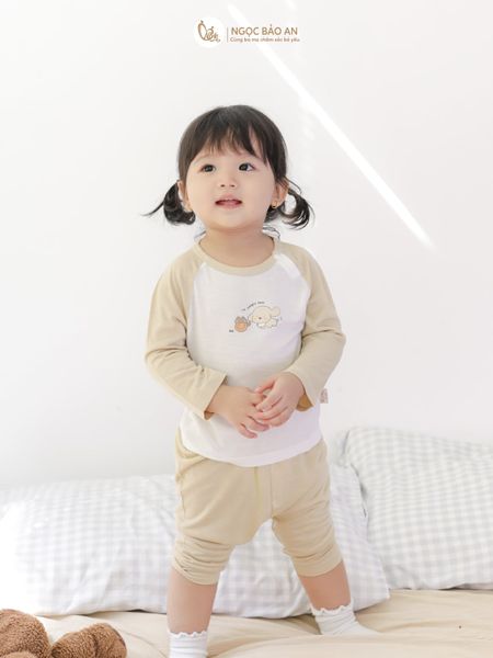 [HONEY] Bộ tay dài rayon 2 chiều cún hungry