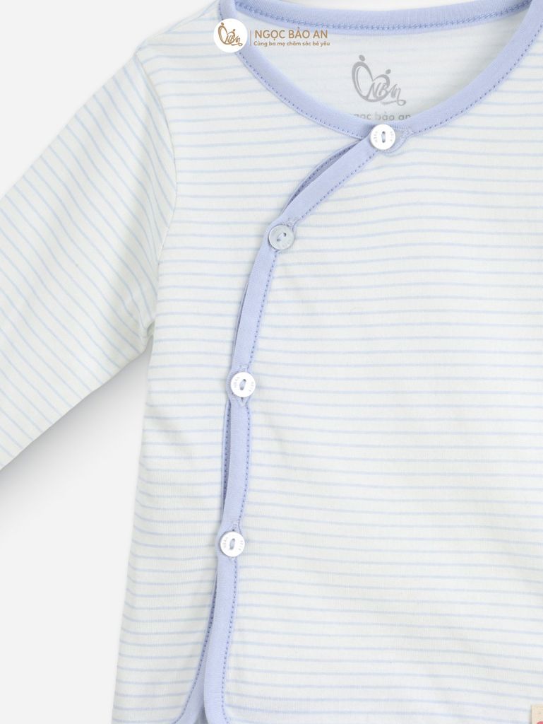 [M&B] Bộ tay dài cài bên tone Xanh cotton M&B cho bé (Combo Sơ Sinh Cotton 2025)