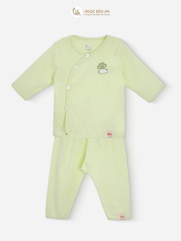 [M&B] Bộ tay dài cài bên tone Xanh Bơ cotton M&B cho bé (Combo Sơ Sinh Cotton 2025)