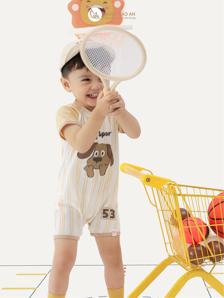 [M&B] BST CÚN: Body đùi tay ngắn cotton M&B (Dog Sport 53)