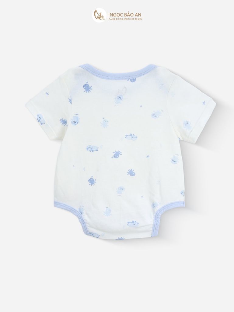 [M&B] Bodychip tay ngắn tone Xanh cotton M&B cho bé (Combo Sơ Sinh Cotton 2025)