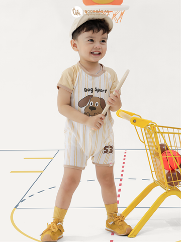 [M&B] BST CÚN: Body đùi tay ngắn cotton M&B (Dog Sport 53)