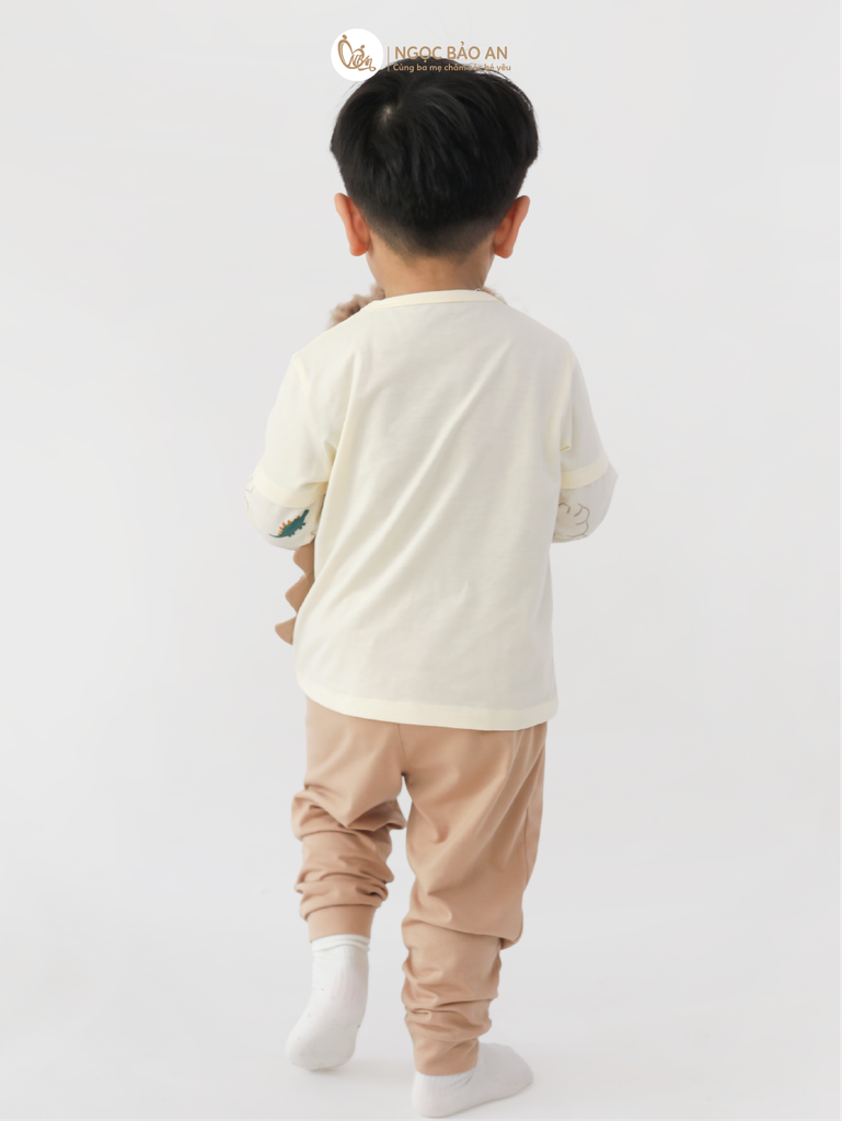 [M&B] BST DINO: Bộ áo quần dài tay M&B cotton bé trai (Dinosaur)