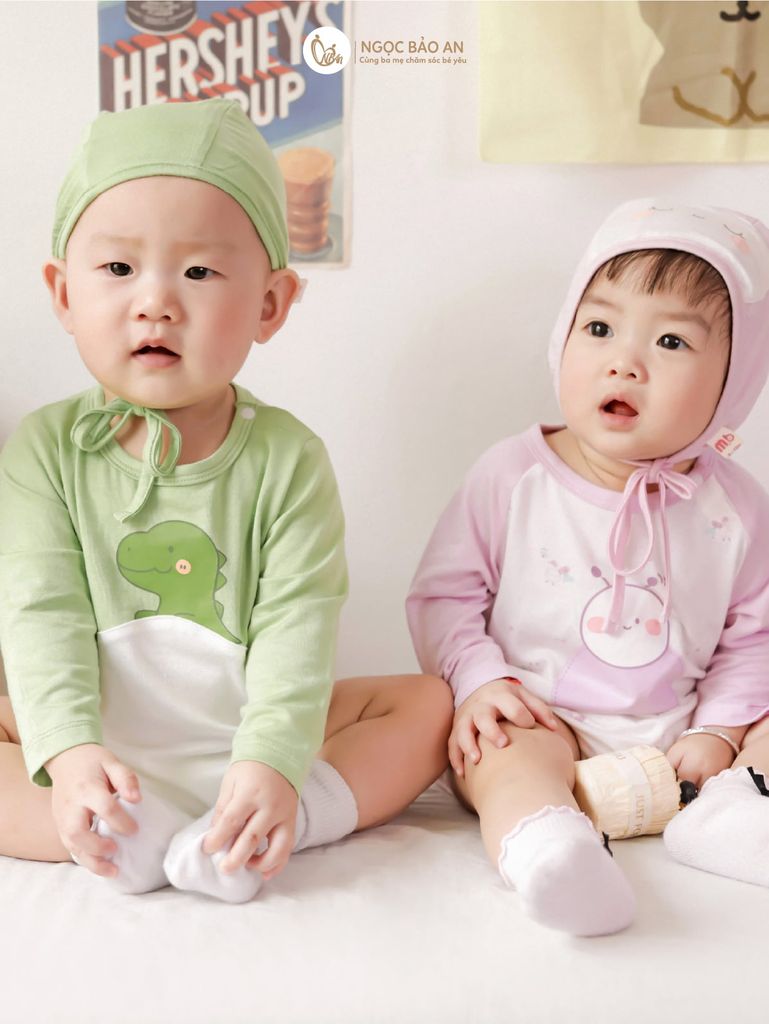 [M&B] Set bodychip tay dài kèm nón cột dây ong tím PM (NB-12m)