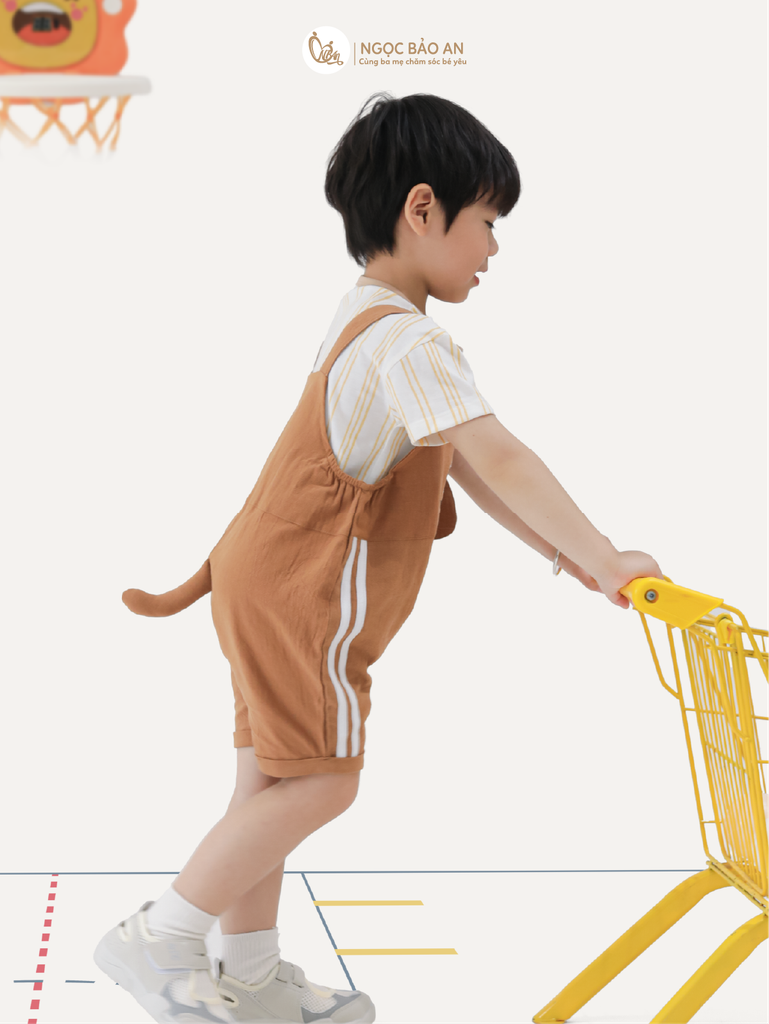 [M&B] BST CÚN: Set áo+yếm cotton M&B (Cún Nâu)