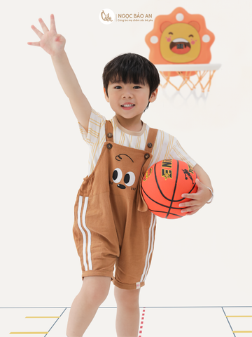 [M&B] BST CÚN: Set áo+yếm cotton M&B (Cún Nâu)