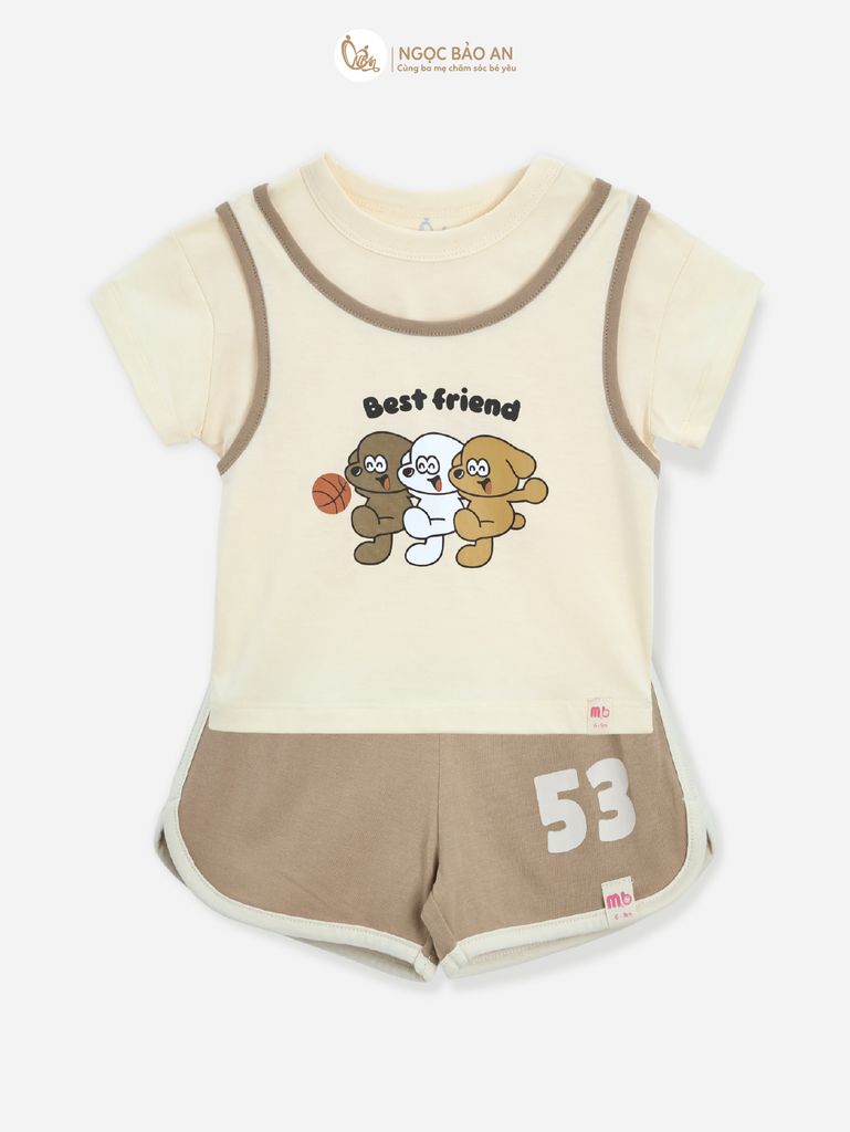 [M&B] BST CÚN: Bộ tay ngắn thể thao cotton M&B (Cún Best Friends 53)