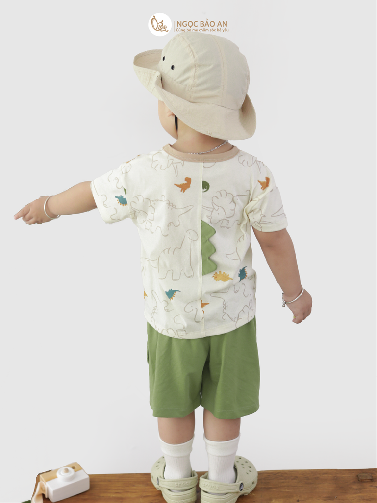 [M&B] BST DINO: Bộ ngắn bé trai M&B cotton (Dino Pack)