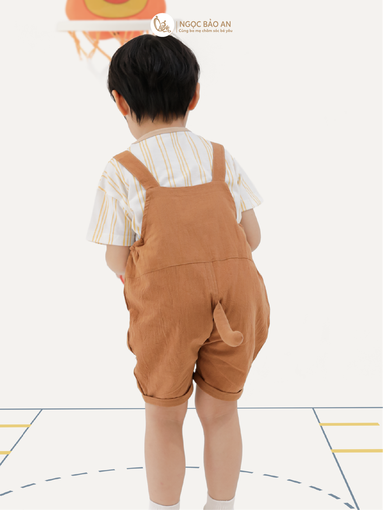 [M&B] BST CÚN: Set áo+yếm cotton M&B (Cún Nâu)