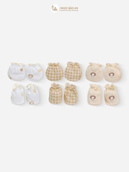 [M&B] Bộ bao tay chân cotton M&B sơ sinh họa tiết Gấu Bread cho bé (Combo sơ sinh cotton 2025)