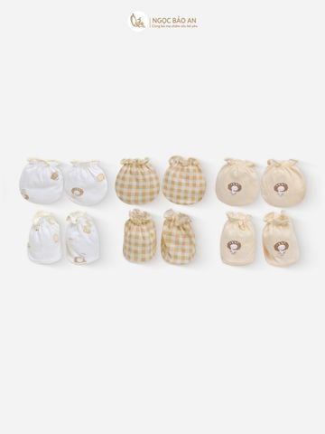 [M&B] Bộ bao tay chân cotton M&B sơ sinh họa tiết Gấu Bread cho bé (Combo sơ sinh cotton 2025)