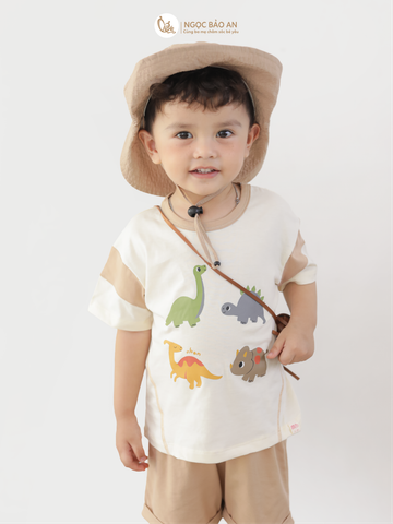 [M&B] BST DINO: Bộ ngắn bé trai M&B cotton (Dino Gang)