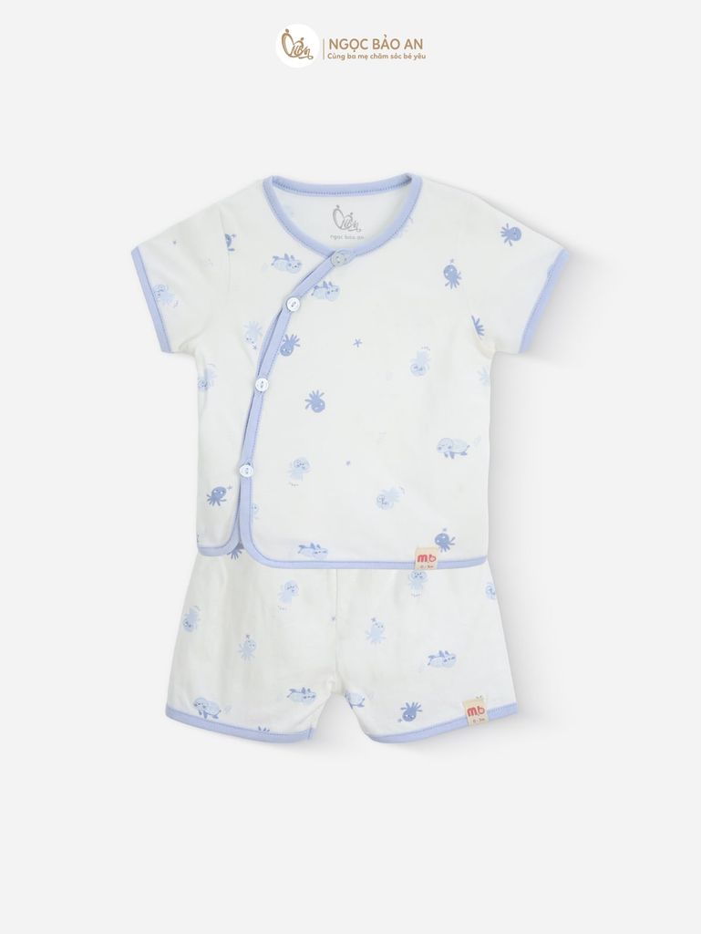 [M&B] Combo Sơ Sinh cotton M&B tone Xanh in hình họa tiết đầy đủ phụ kiện cho bé (Combo Sơ Sinh cotton 2025)