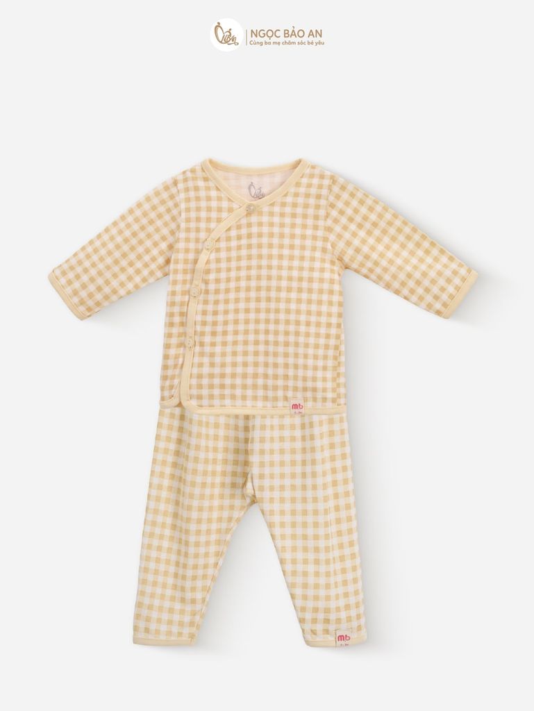 [M&B] Combo Sơ Sinh cotton M&B tone Vàng in hình họa tiết đầy đủ phụ kiện cho bé (Combo Sơ Sinh cotton 2025)