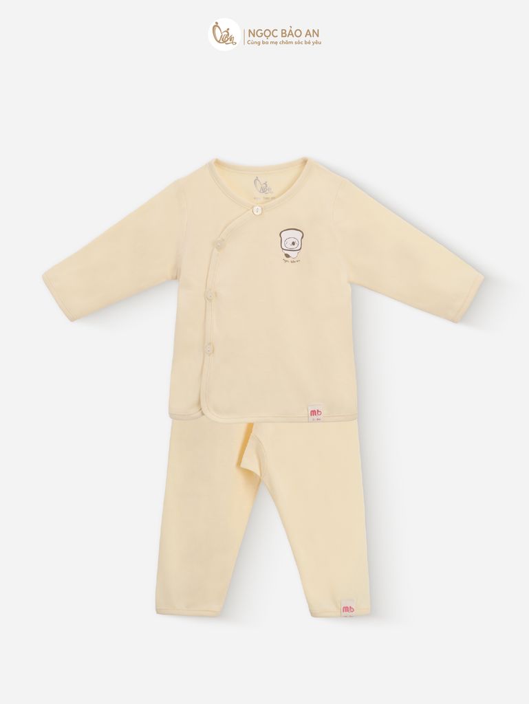 [M&B] Bộ tay dài cài bên tone Vàng cotton M&B cho bé (Combo Sơ Sinh Cotton 2025)