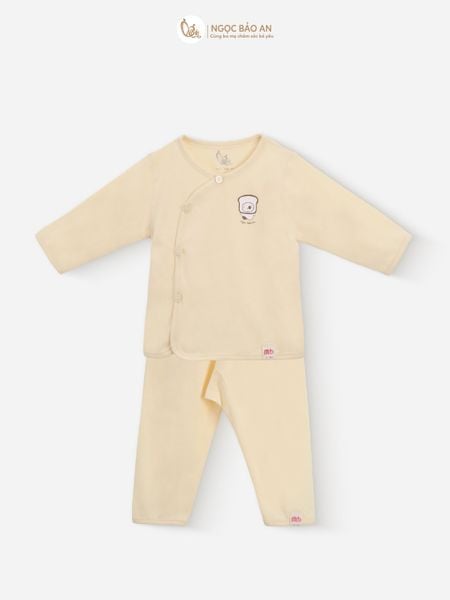 [M&B] Bộ tay dài cài bên tone Vàng cotton M&B cho bé (Combo Sơ Sinh Cotton 2025)