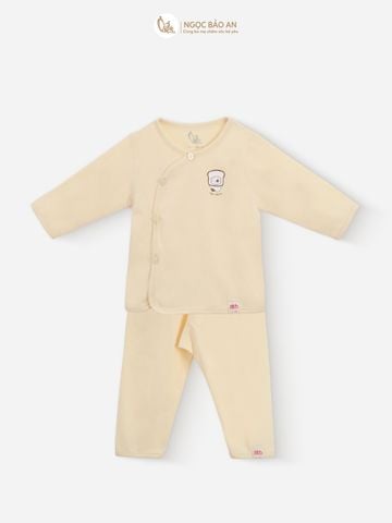 [M&B] Bộ tay dài cài bên tone Vàng cotton M&B cho bé (Combo Sơ Sinh Cotton 2025)