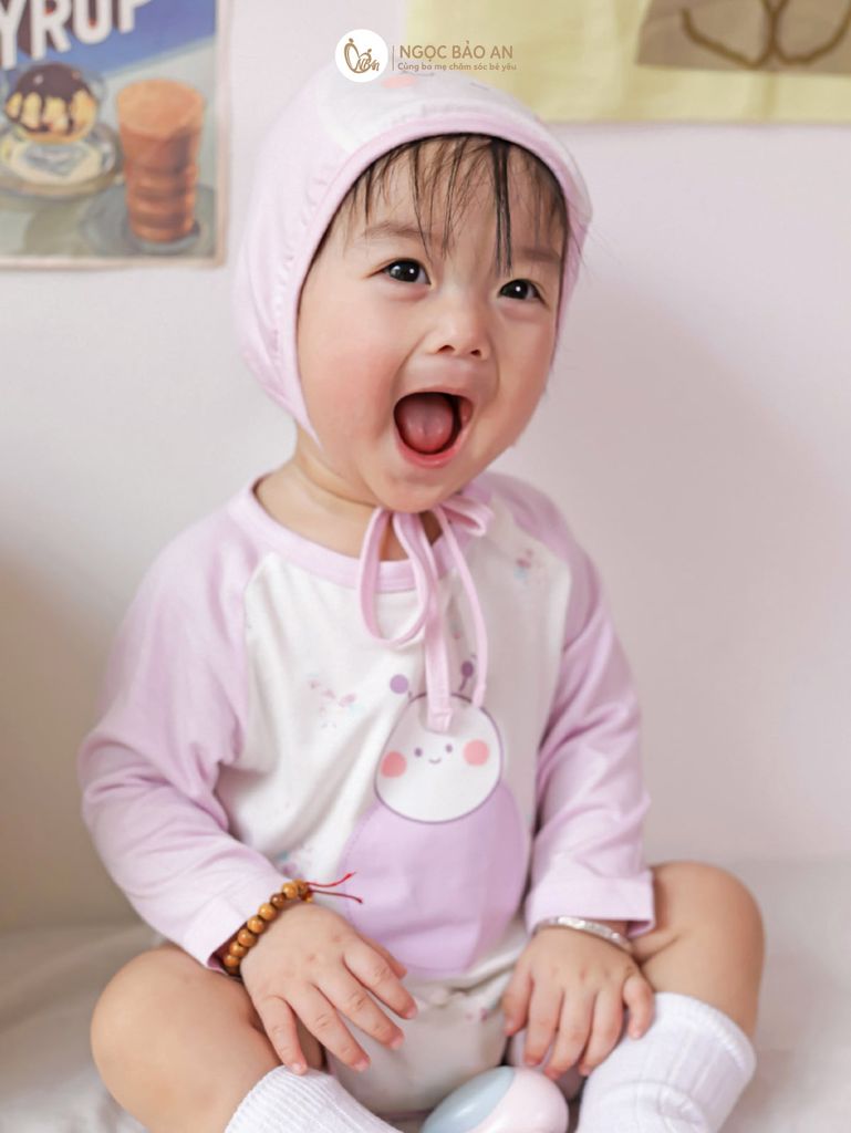 [M&B] Set bodychip tay dài kèm nón cột dây ong tím PM (NB-12m)