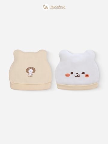 [M&B] Set 2 nón bo cotton M&B in hình họa tiết (Combo Sơ Sinh Cotton 2025)