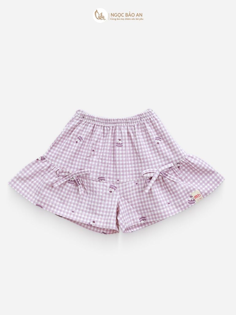 [M&B] BST CANDY: Bộ áo tay ngắn quần giả váy cotton M&b cho bé (Kẹo Dâu)