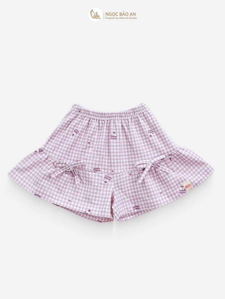 [M&B] BST CANDY: Set áo tay ngắn + Quần giả váy kèm nón bèo cotton M&b cho bé (Kẹo Dâu)