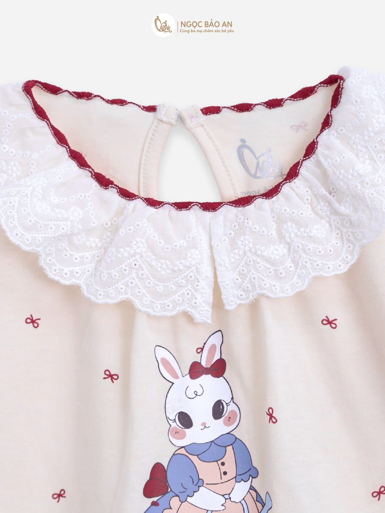 [M&B] BST THỎ MƠ: Bộ áo quần dài phối nơ cotton M&b cho bé gái (Bunny Tiểu Thư)