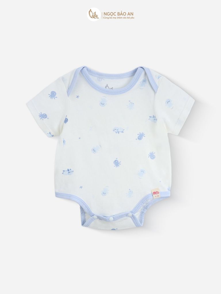 [M&B] Bodychip tay ngắn tone Xanh cotton M&B cho bé (Combo Sơ Sinh Cotton 2025)