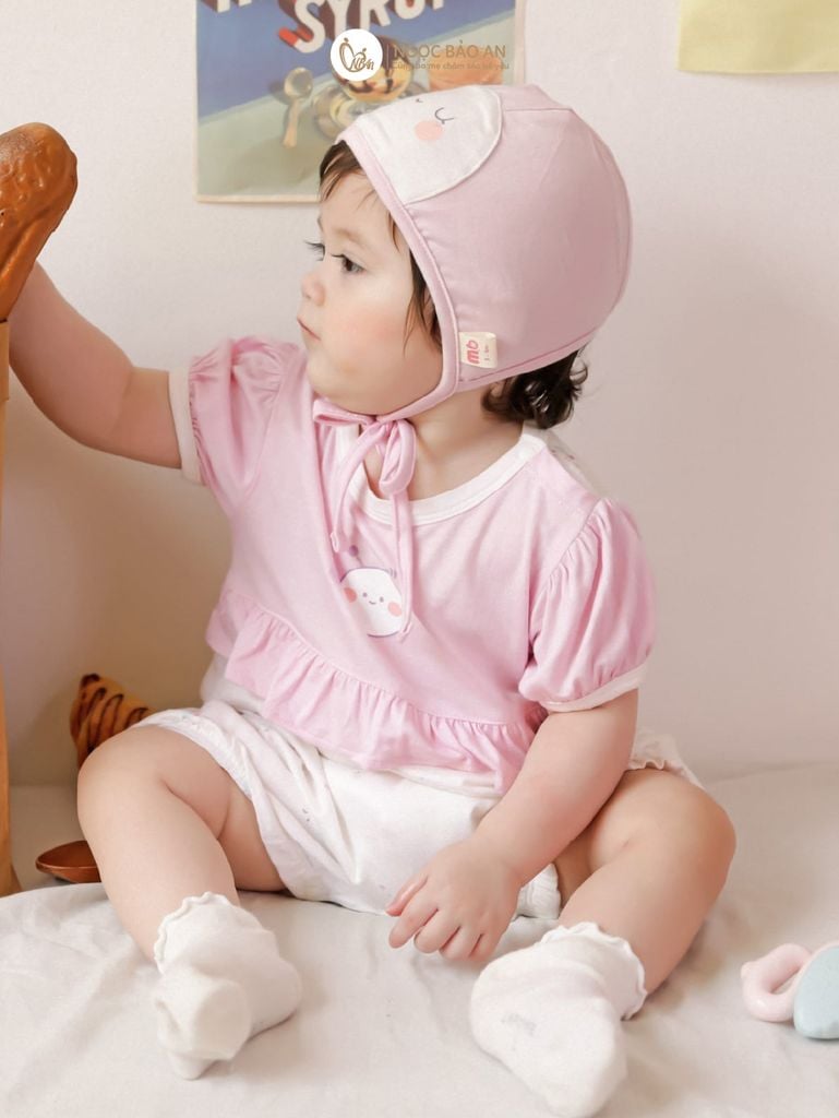 [M&B] Body đùi tay ngắn phồng phối bèo ong tím NB-12m)