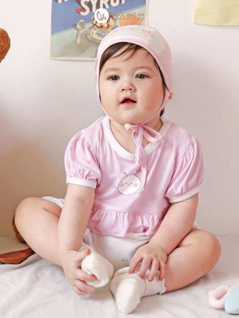 [M&B] Body đùi tay ngắn phồng phối bèo ong tím NB-12m)
