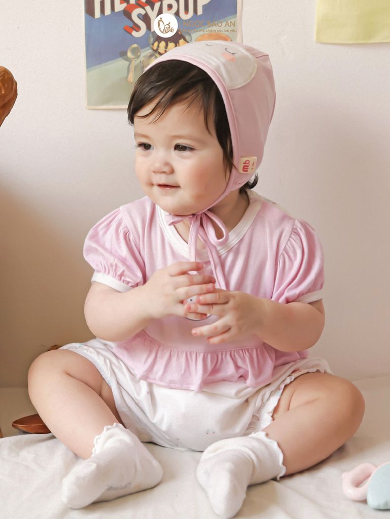 [M&B] Body đùi tay ngắn phồng phối bèo ong tím NB-12m)