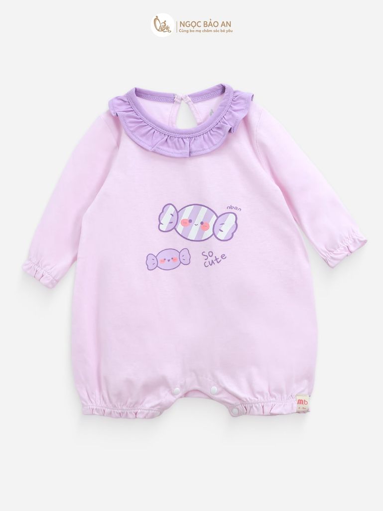 [M&B] BST CANDY: Set bodysuit tay lửng kèm nón cột dây đính kẹo cotton M&b cho bé (Kẹo Cute)