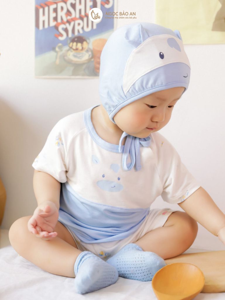 [M&B] Bộ ngắn cài vai Ngựa Xanh PM (NB-24m) [CBSSVISCOSE]